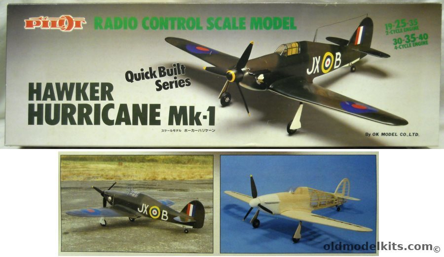 OK Model Company 1/10 Pilot Hawker Hurricane Mk1  Quick Built Series - 49 1/2 Inch Wingspan For R/C plastic model kit